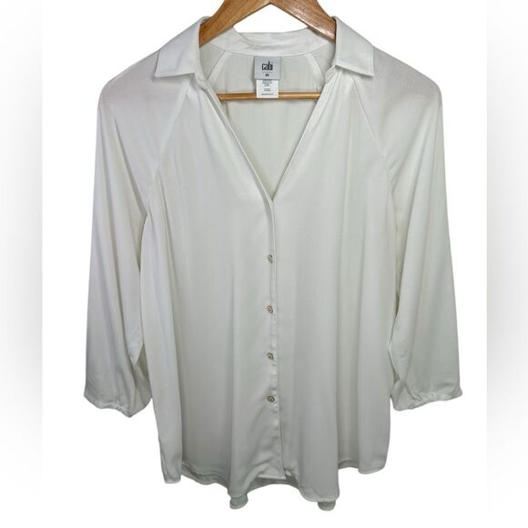 Cabi Oversized Women's Top Size XS White V Neck - Picture 1 of 8